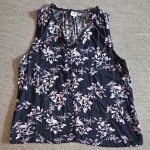 GAP Blue and Pink Floral Tank Top Med